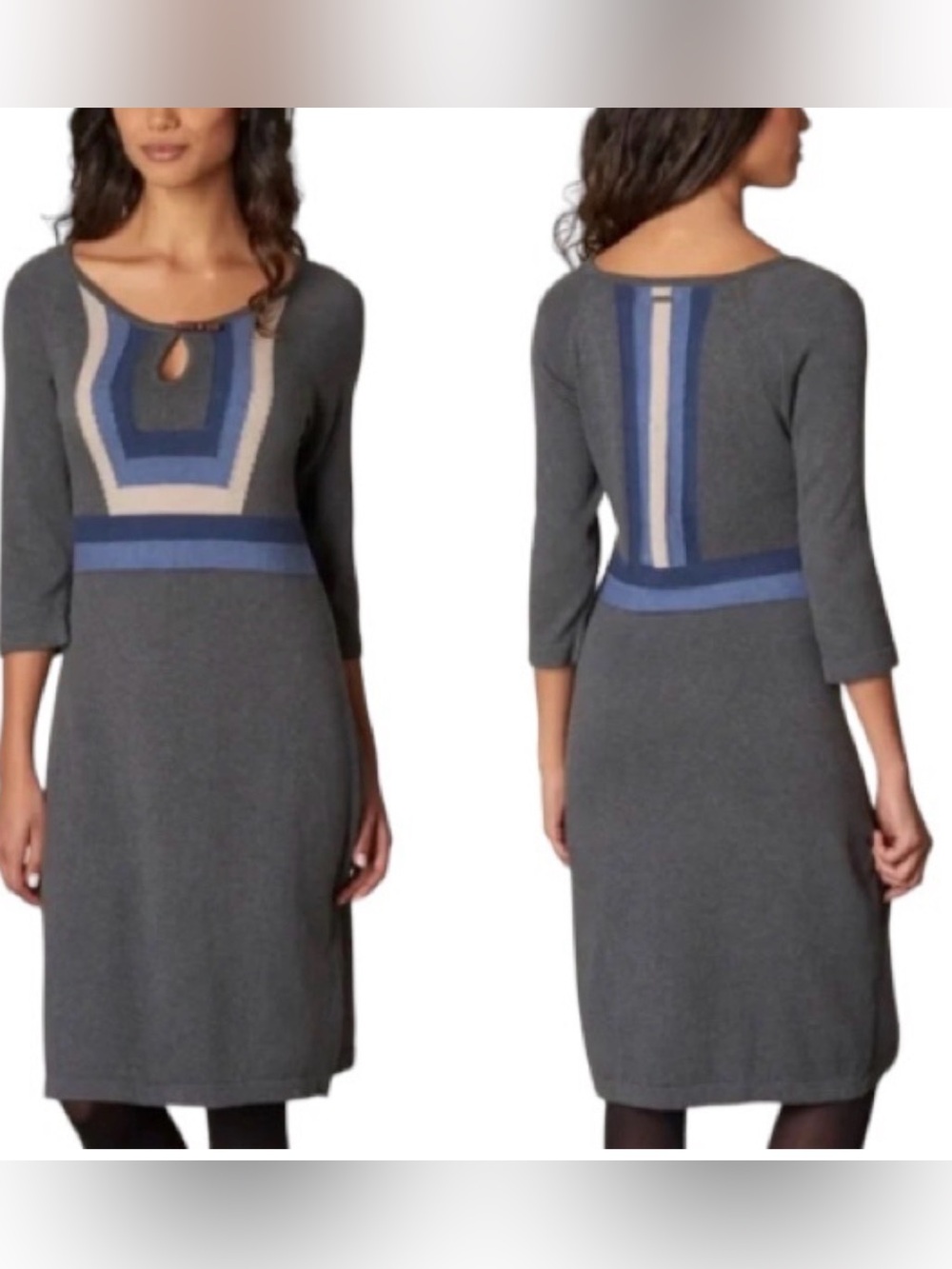 Prana Gray and Blue Long Sleeve Dress